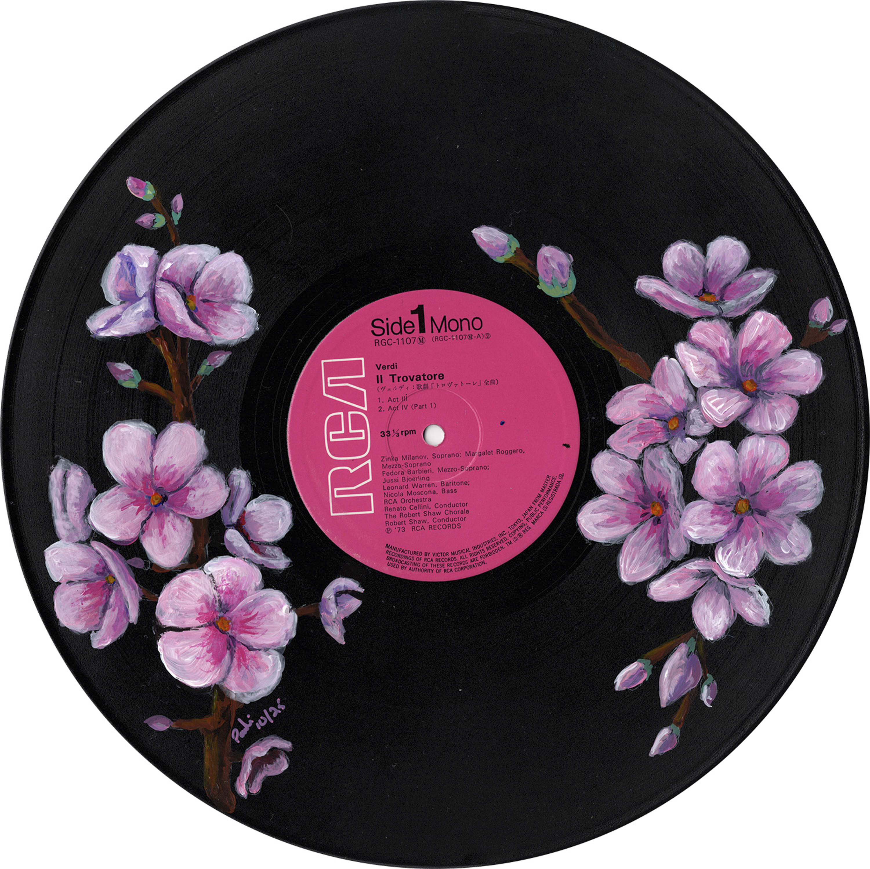 "The Flowers" 12-inch Acrylic Painted Vinyl Record
