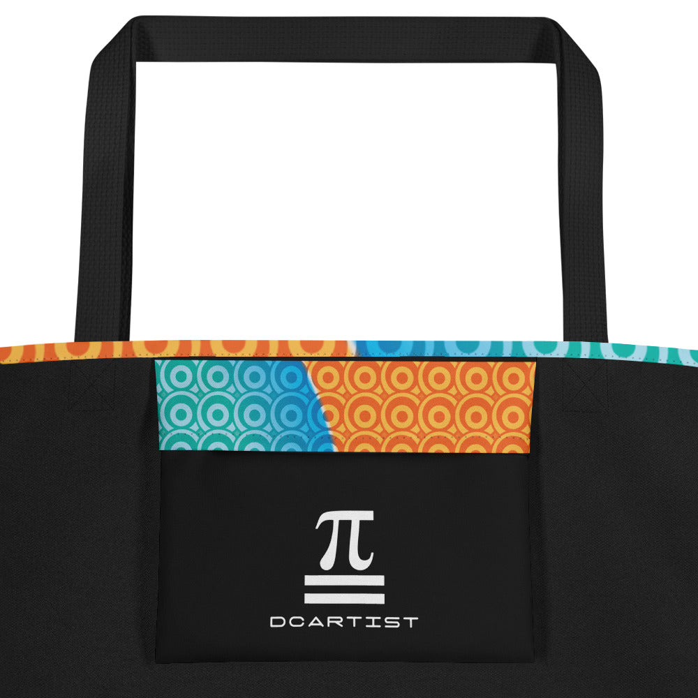 Pink Cupcake with orange/blue background Tote Bag (Large)