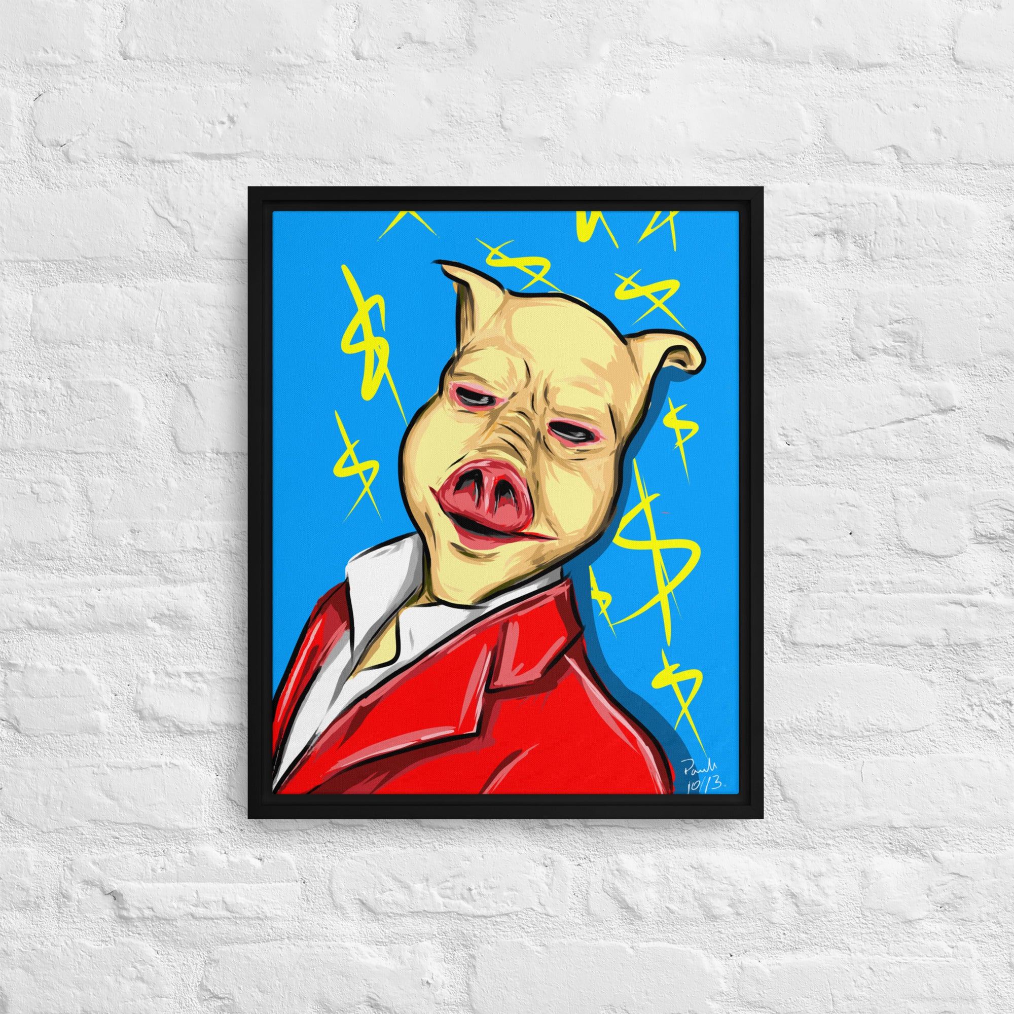 Rich Pig Framed canvas