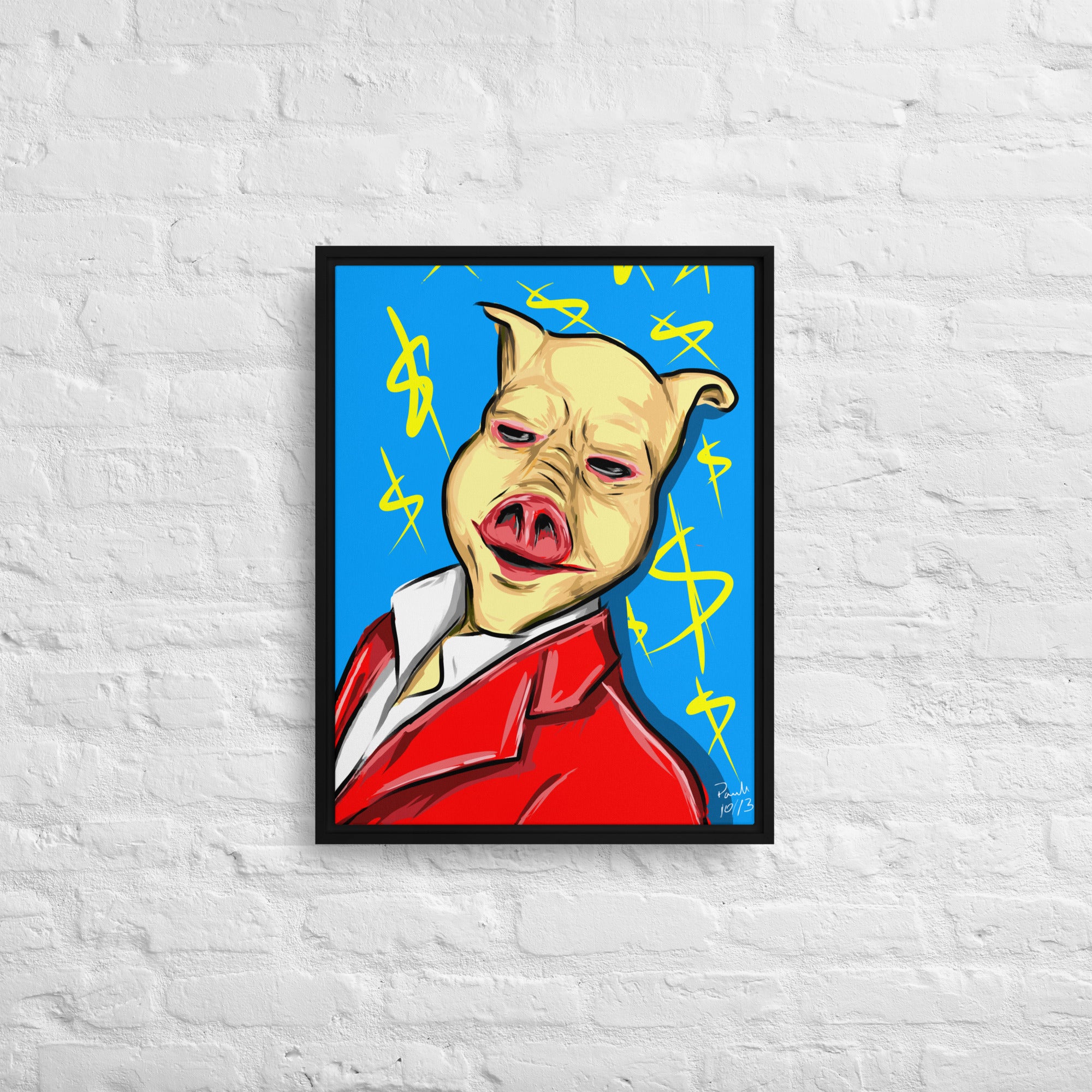 Rich Pig Framed canvas