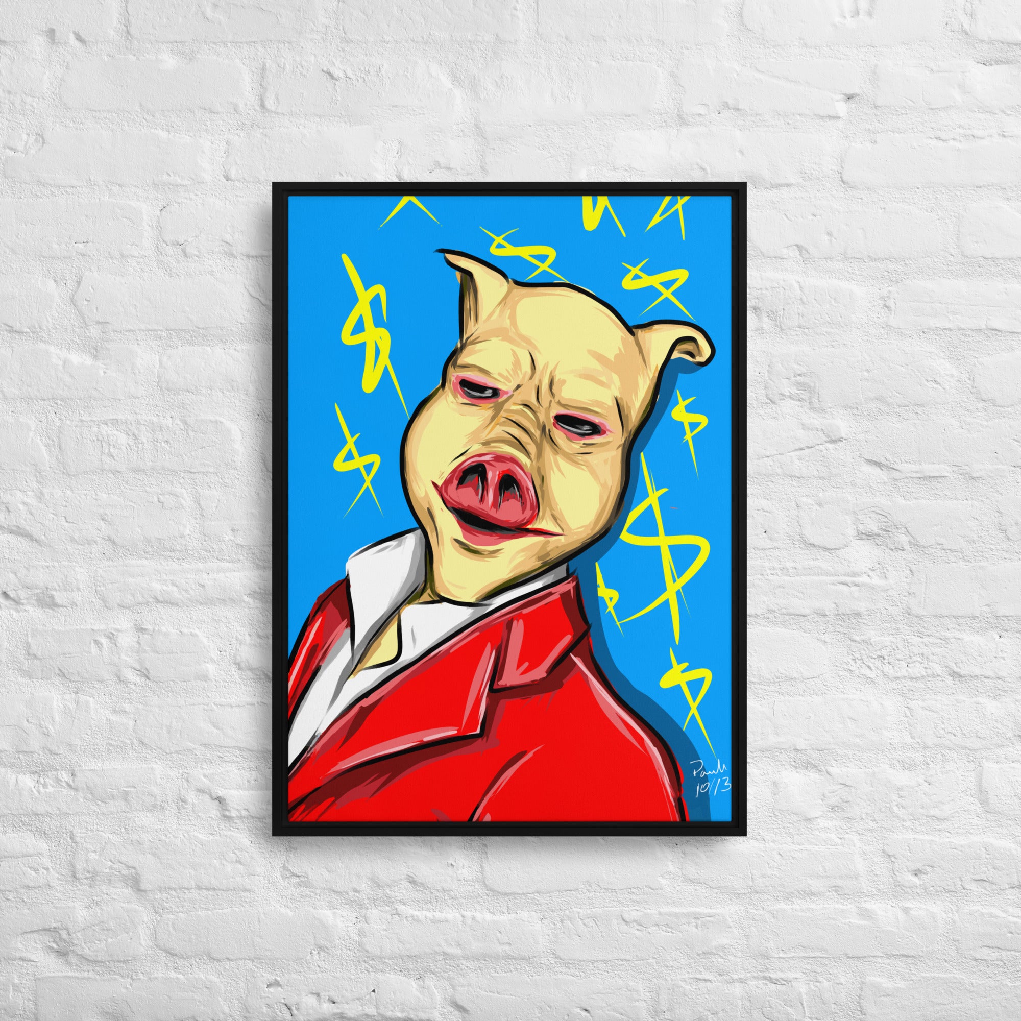 Rich Pig Framed canvas