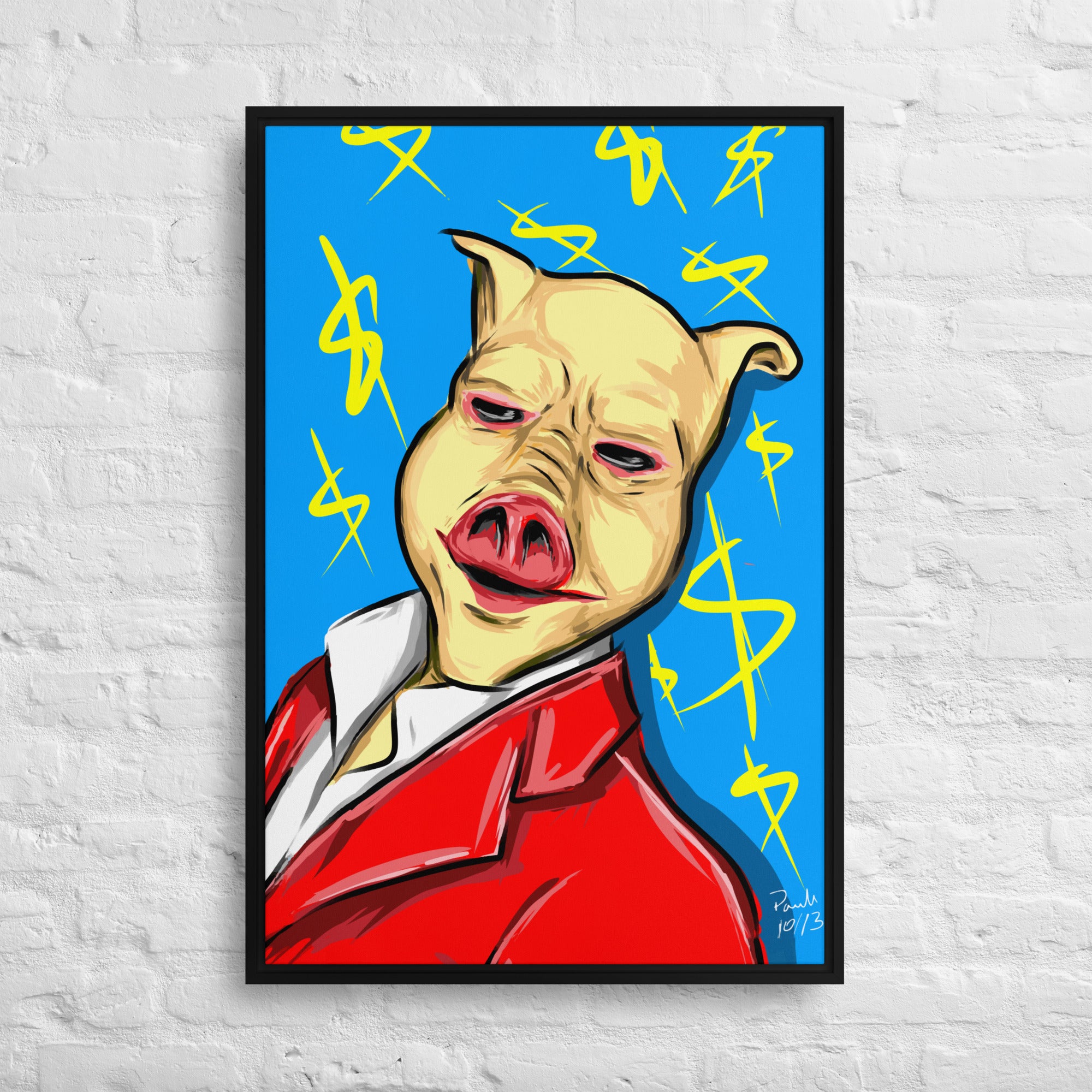 Rich Pig Framed canvas