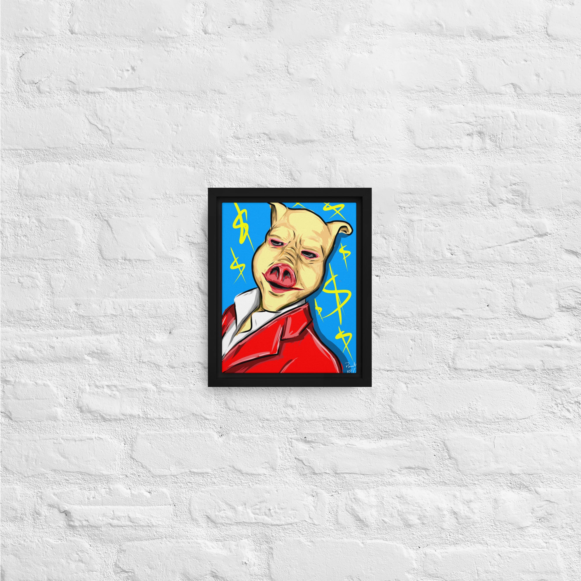 Rich Pig Framed canvas