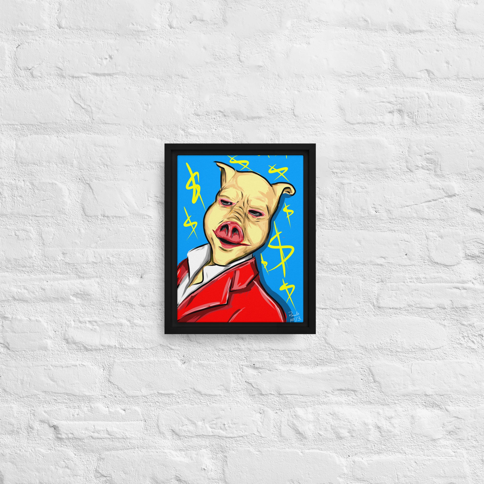 Rich Pig Framed canvas